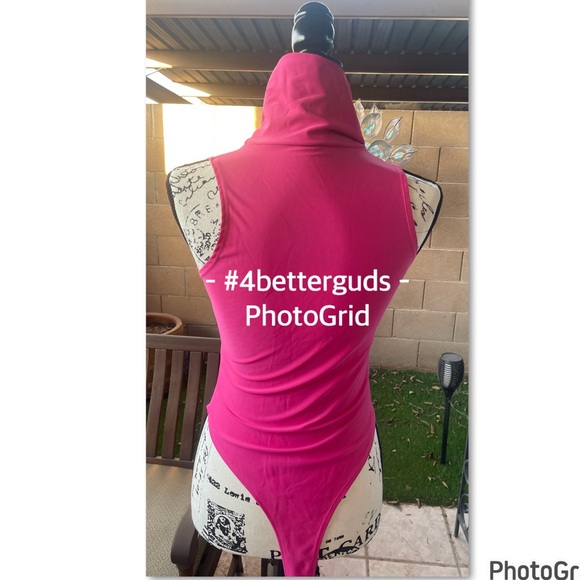 Fashion Nova Mock Neck Sleeveless Bodysuit Hot Pink Medium - Picture 3 of 14